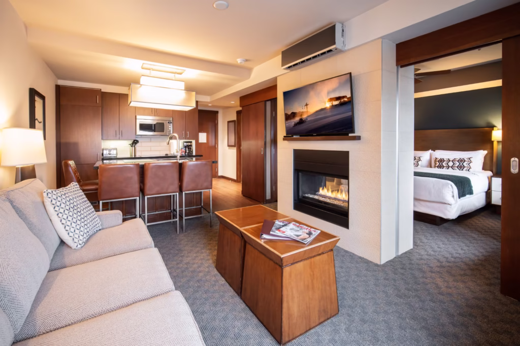 1 Bedroom Suite Living Room Evolution Whistler Hotel
