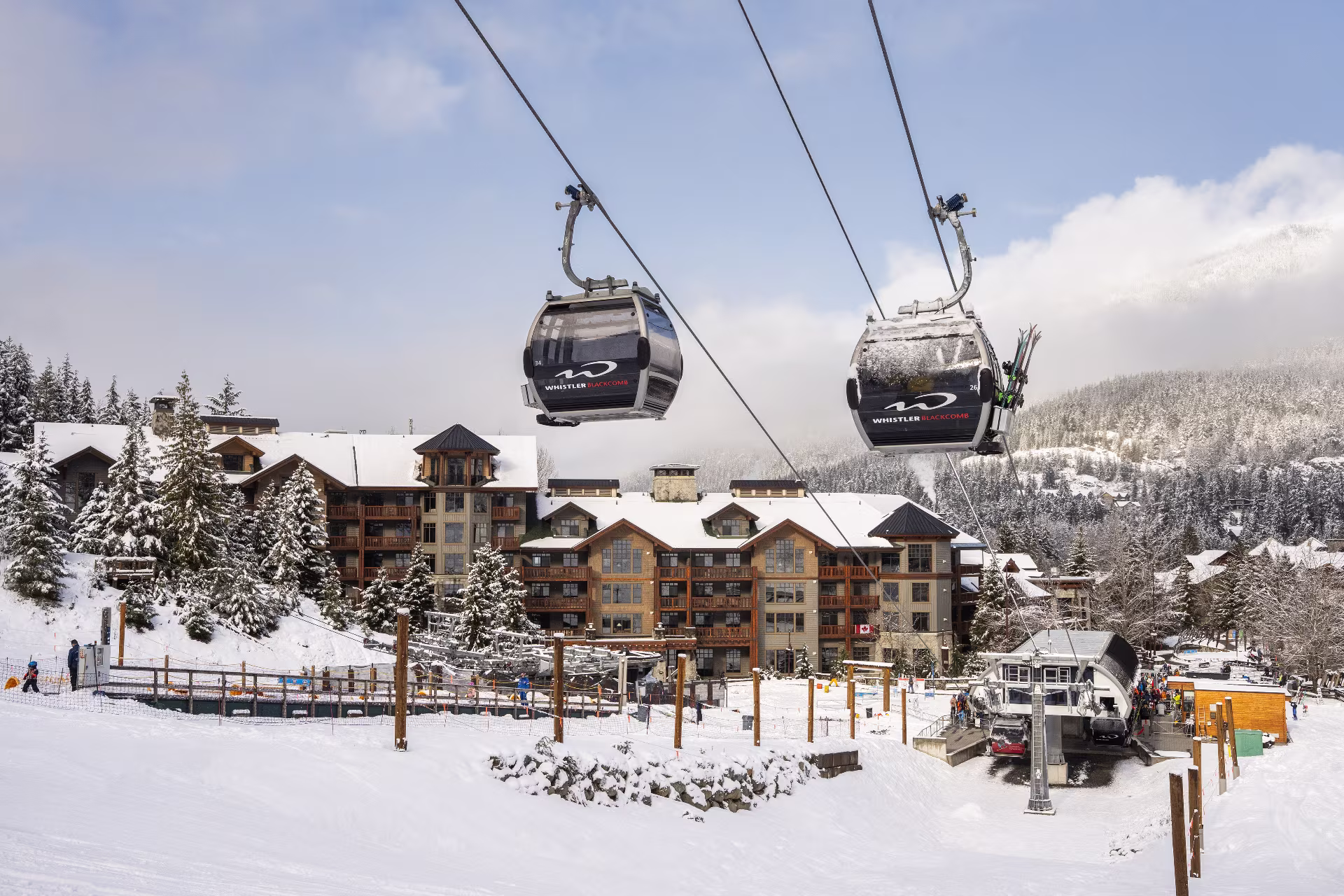 Creekside Gondola in Whistler, BC. First Tracks Lodge in the Background
