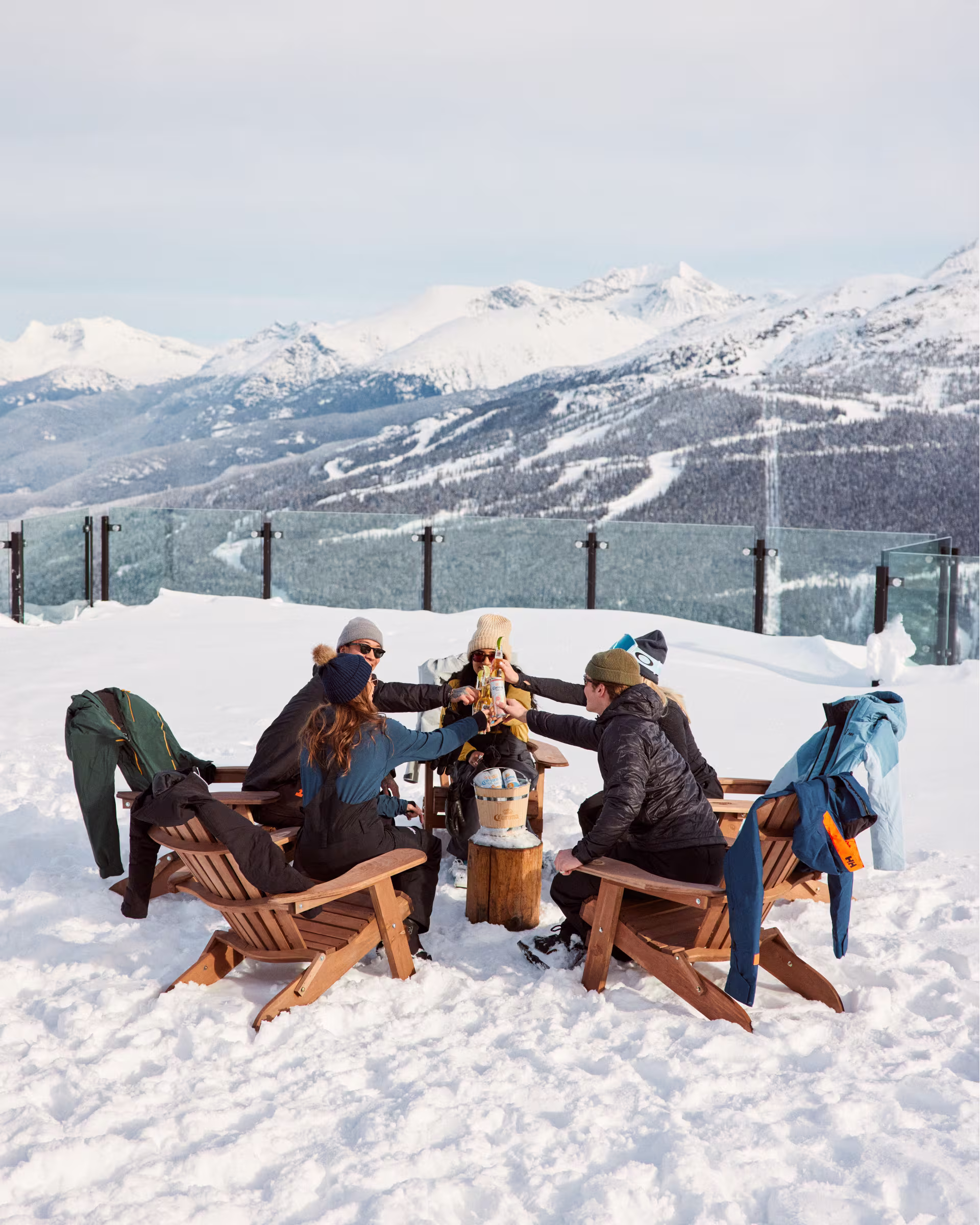 Whistler Skiers Apres Mountain Top