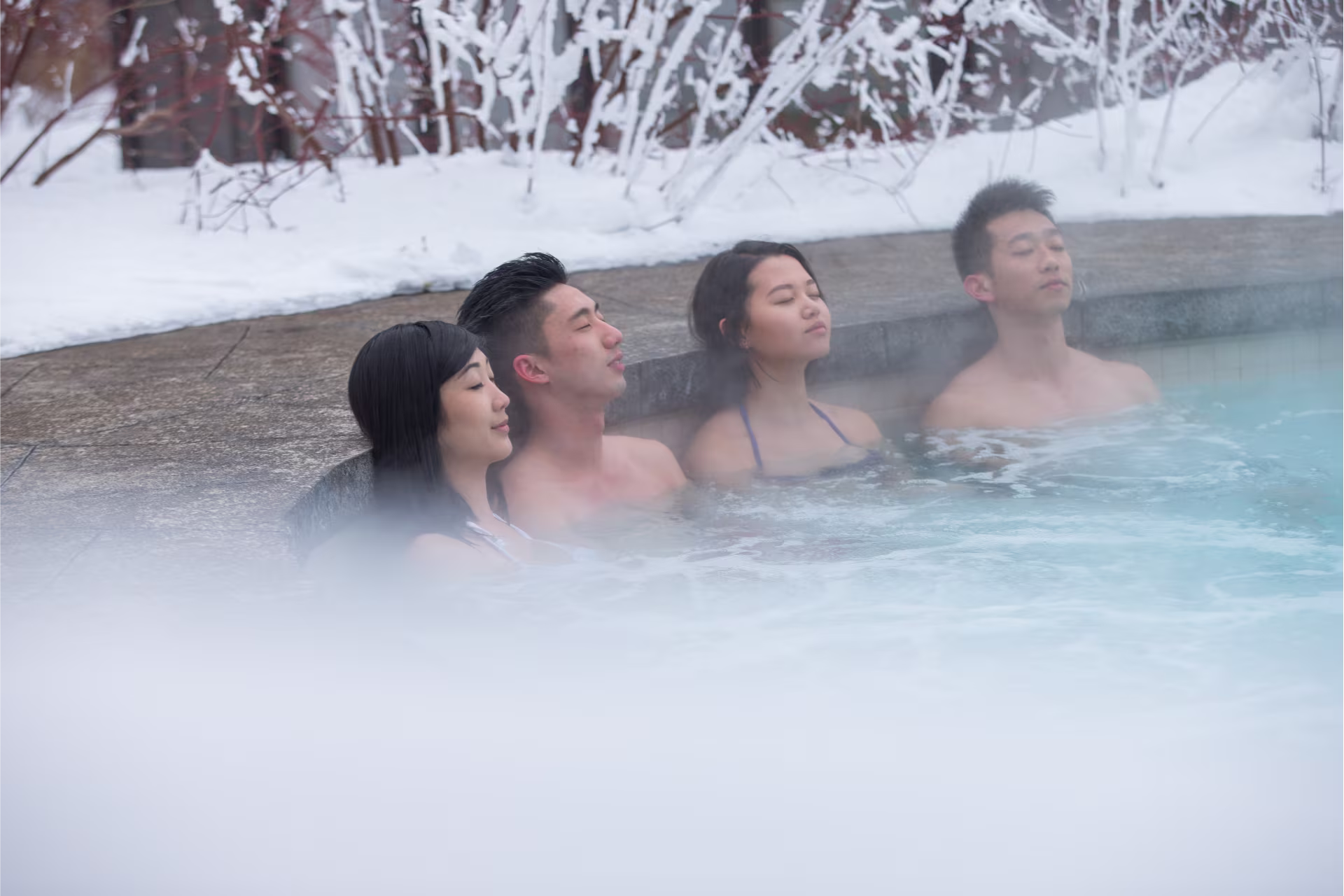 Guests Experiencing The Scandinave Spa Whistler Hot Tubs And Pools